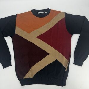 VTG. BACHRACH Men's Sweater Color Block Sz Large Cosby/coggi Style Made In Italy